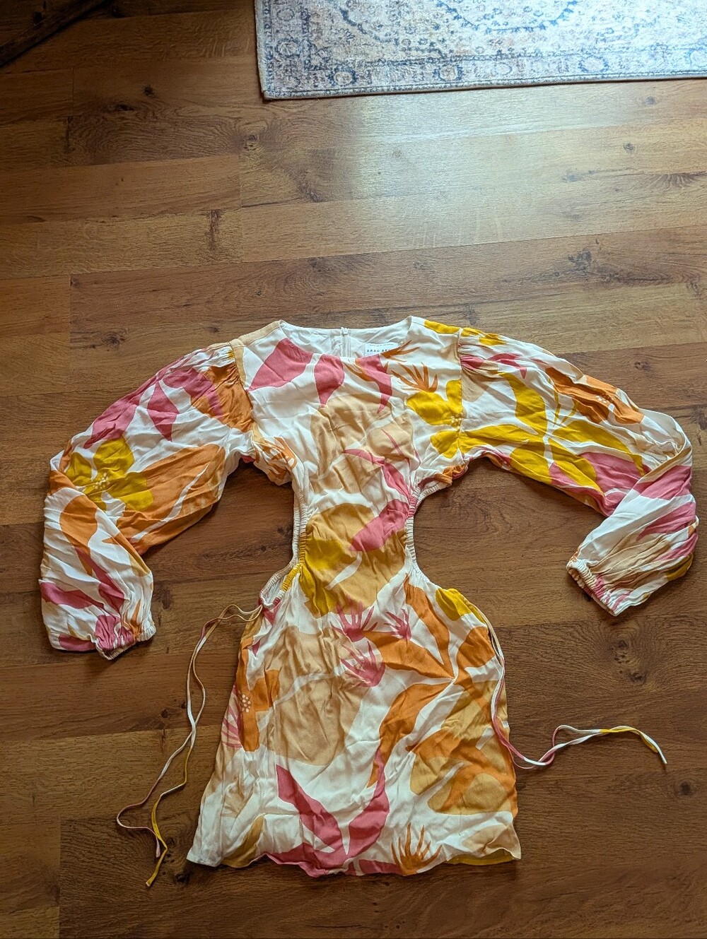 Sabo Skirt Mini Dress in Pink, Yellow & Orange Abstract Print
